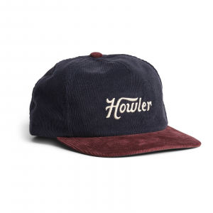 Image of Howler Brothers Unstructured Snapback Hats Howler Script : Navy / Burgundy