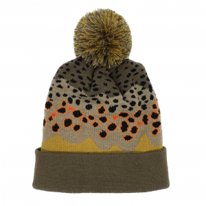 Image of RepYourWater Brown Trout Skin Pom Pom Merino Blend Knit Hat