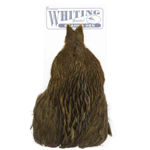 Whiting Farms Brahma Hen Capes Badger dyed Dark Olive