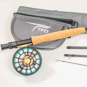 Image of Templef Fork Outfitters TFO NXT Black Label Combo Fly Rod Kit Black/Gold 6 wt 9 ft