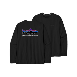 Image of Patagonia Men's Long Sleeve Home Water Trout Responsibili-Tee XXL Black