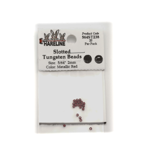 Image of Hareline Slotted Tungsten Beads 238 5/64 in (1.98 mm) Metallic Red