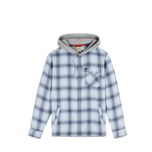 Image of Simms Men's Santee Flannel Hoody Medium Hickory Dolomite Blanket Stripe