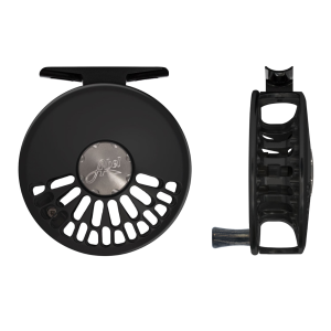 Image of Abel TR Ported Fly reel 2/3 Gloss Black Finish and Drag Knob with Ebony Handle