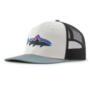 Image of Patagonia Fitz Roy Trout Trucker Hat White with Blue Sage