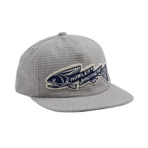 Howler Brothers Unstructured Snapback Hat Trout Bolt: Grey Grid Corduroy