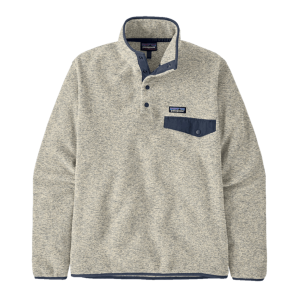 Patagonia Men's LW Synch Snap-T Pullover Oatmeal Heather with New Navy XXL