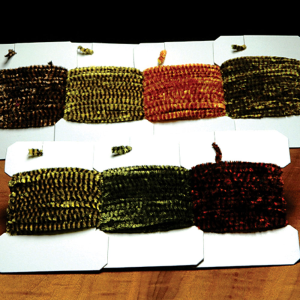 Image of Hareline Variegated Chenille Dark Olive/Yellow