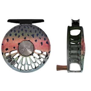 Abel TR Ported Fly reel 5/6 Native Rainbow Finish and Drag Knob with Rosewood Handle