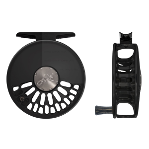 Image of Abel TR Ported Fly reel 5/6 Gloss Black Finish and Drag Knob with Ebony Handle