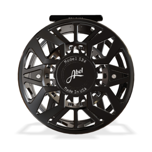 Image of Abel SDX Ported Fly Reel 9/11 Gloss Black Finish and Drag Knob with Ebony Handle