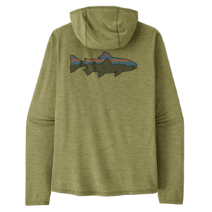Image of Patagonia Men's Cap Cool Sun Hoody Fitz Roy Trout Medium Caper Green