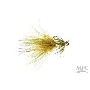 Image of MFC Rowley's Pitching Leech Fly Olive / Burnt Orange Bead 10
