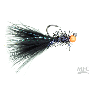 Image of MFC Chan's Straggle Leech Fly Black / Hot Orange Bead 10