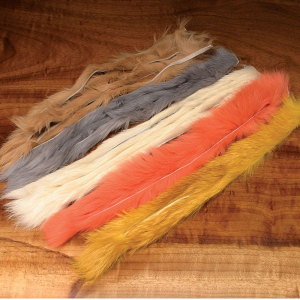 Hareline Natural and Dyed Rabbit Strips Fluorescent Orange