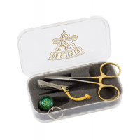 Dr. Slick Satin Offset Nipper, Green "O" Pin-On-Reel, & 5" Gold Standard Clamp in Small Fly Box