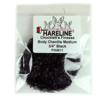 Hareline Chocklett's Finesse Body Chenille Black Medium .75 inch