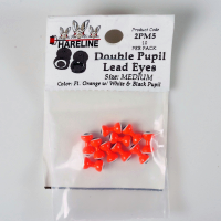 Hareline Double Pupil Lead Eyes #5 Medium Fl Orange W White and Black