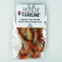Hareline Magnum Tiger Barred Strips Black Orange Over Tan