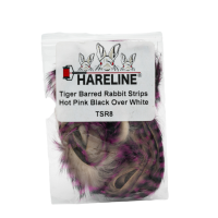 Hareline Tiger Barred Rabbit Strips #8 Hot Pink Black Over White