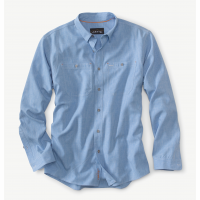 Orvis Men's Tech Chambray Long Sleeve Work Shirt Small Medium Blue