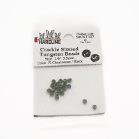 Hareline Crackle Slotted Tungsten Beads #127 1/8'' (3.18mm) Chartreuse / Black