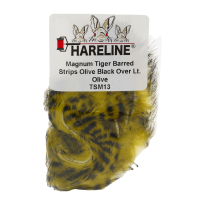 Hareline Magnum Tiger Barred Strips #13 Olive Black Over Lt Olive
