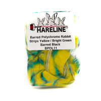 Hareline Barred Polychrome Rabbit Strips #11 Yellow / Bright Green Barred Black