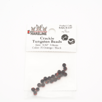 Hareline Crackle Tungsten Beads #137 5/32'' (3.97mm) Fl Orange / Black 2