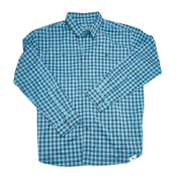 RepYourWater Long Sleeve Fishing Shirt Side Channel Button Down Navy/Turquoise XXL
