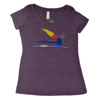 AvidMax Women CO Painted Trout Fly Scoop Neck Tee Small Vintage Purple
