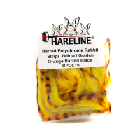 Hareline Barred Polychrome Rabbit Strips #10 Yellow / Golden Orange Barred Black