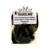 Hareline Barred Polychrome Rabbit Strips #1 Black / Yellow Barred Chartreuse