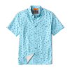 Orvis Men's Printed Tech Chambray Short Sleeve Shirt Large Cloud Blue