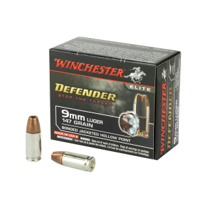 Winchester Defender 9mm Luger 147 Grain Bonded Jacketed Hollow Point - Winchester