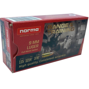 Norma 9mm Luger 115gr FMJ Range & Training Ammo - 50ct
