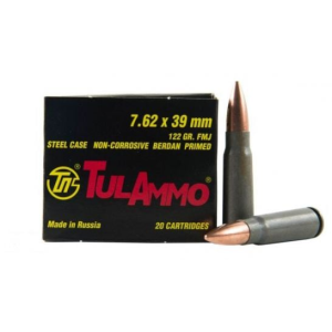 TulAmmo 7.62x39 122 Grain HP Steel Case Ammo - 20 Rounds