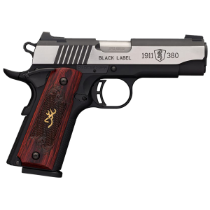 United States Association of Gun Owners Browning 051913492 1911-380 Black Label Medallion Pro Compact 380 ACP 8+1, 3.63" Target Crown Steel Barrel, Blackened w/Silver Polished Flats Serrated SS Slide, Matte Black Polymer Frame w/Beavertail - $849.99 at United States Association of Gun Owners