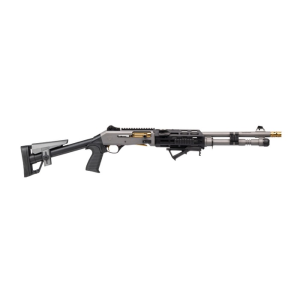 United States Association of Gun Owners Panzer Arms PAM4NCSGGTMFSS M4 Pro AI 12 Gauge Semi-Auto 3" 5+1 18.50" Gray Ported Barrel, Gray w/ Gold Titanium Accents Aluminum Receiver w/Picatinny Rail, Skeleton Stock - $666.00 at United States Association of Gun Owners