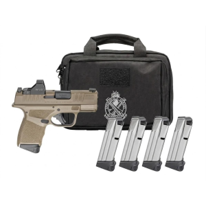 United States Association of Gun Owners Springfield GEAR PAC Hellcat Micro-Compact OSP Handgun 9mm Luger 11(1)&13(3)rd Magazines 3" Barrel Desert FDE Viridian RFX11 Bag - $653.40 at United States Association of Gun Owners