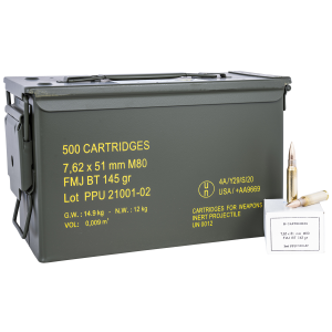 United States Association of Gun Owners PPU PPRM762M Rangemaster 7.62x51mmNATO 145gr Full Metal Jacket Boat Tail/500rds *Sold by Case *Includes Metal Can - $540.53 at United States Association of Gun Owners