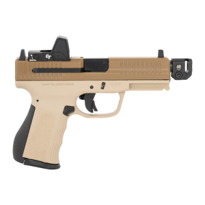 United States Association of Gun Owners FMK FMKG39DSBSTR G3 Strike Compact Frame 9mm Luger 17+1 4.50" Threaded Barrel, Serrated w/Optic Slide, Desert Tan Polymer Frame w/Accessory Rail, SI Seeker Red Dot - $501.39 at United States Association of Gun Owners