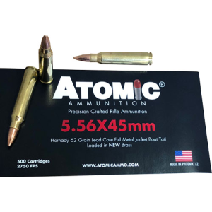 United States Association of Gun Owners Atomic 5.56x45 62 Grain FMJ Bulk Ammo, 500 Rounds - $435.95 at United States Association of Gun Owners