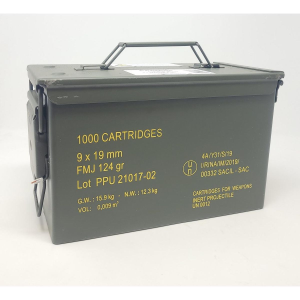 United States Association of Gun Owners PPU Rangemaster Ammunition 9mm Luger 124gr FMJ 1263 fps 1000/ct (Metal Can) - $397.84 at United States Association of Gun Owners