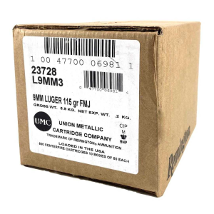 United States Association of Gun Owners Remington UMC Handgun Ammunition 9mm Luger 115 gr FMJ 1145 fps 1000/ct (20-50/ct) - $288.84 at United States Association of Gun Owners