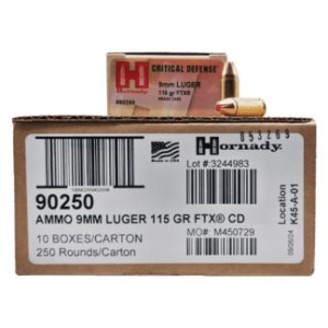 United States Association of Gun Owners Hornady Critical Defense FTX Handgun Ammunition 9mm Luger 115gr PT 1140 fps 250/ct (10-25/ct) - $251.78 at United States Association of Gun Owners