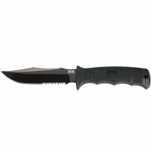 United States Association of Gun Owners SOG SEAL Pup Elite Knife 4.85" Partially Serrated Blade Black with Nylon Sheath - $109.99 at United States Association of Gun Owners
