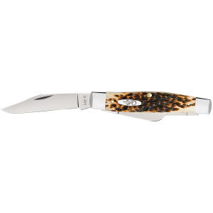 United States Association of Gun Owners Case 00204 Stockman Large 3.30"/2.30"/2.20" Folding Clip Point/Pen/Sheepsfoot Plain Mirror Polished Carbon Steel Blade, Peach Seed Jigged Amber Bone Handle - $89.99 at United States Association of Gun Owners