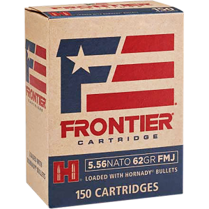 United States Association of Gun Owners Frontier Cartridge FR2615 Military Grade Centerfire Rifle 5.56x45mmNATO 62gr Full Metal Jacket 150 Per Box/8 Case - $87.13 at United States Association of Gun Owners
