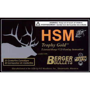 United States Association of Gun Owners HSM 300WSM168VLD Trophy Gold Extended Range 300 WSM 168 gr Berger Hunting VLD Match 20 Per Box/ 25 Case - $73.77 at United States Association of Gun Owners